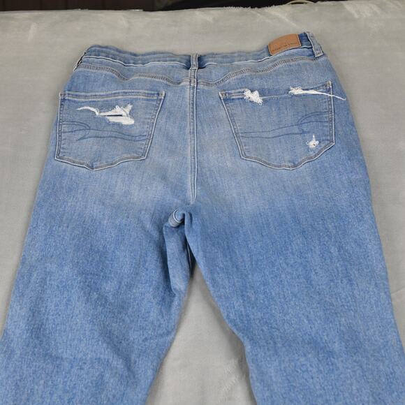 American Eagle Jeans Womens 12 Long (30x31) Curvy Super Hi-Rise Flare Distressed - Picture 7 of 11